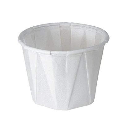 Image of Solo 100 2050 1 oz. White Treated Paper Pleated Soufflé Portion Cup (2 Packs of 250 Cups)