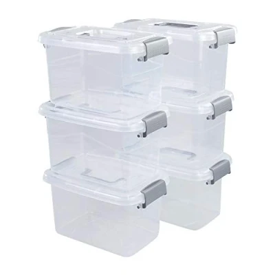 Image of Vcansay 5 L Plastic Storage Boxes with Lids and Handles, 6 Packs