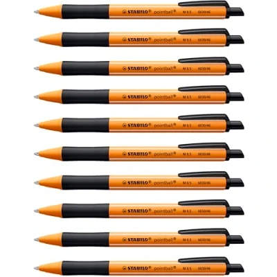 Image of Ballpoint Pen STABILO pointball Pack of 10 Black