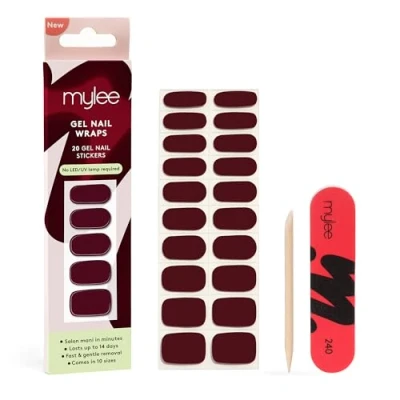 Image of Mylee Gel Nail Wraps [Diva] 10 Pre Cured Stickers for Instant Mani No Lamp Needed, Chip Resistant, Glossy Finish, Lasts Up to 14 Days Easy Apply, Vegan &amp; Cruelty Free