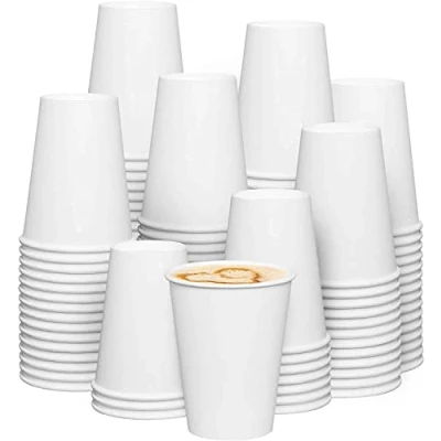 Image of Zuvo Paper Cups 8oz (100 Pack) Single Wall White Disposable Coffee for Hot &amp; Cold Drinks 240 ml