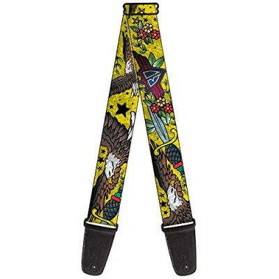 Image of Buckle Down GS W32015 &quot;Truth &amp; Justice CLOSE UP Yellow&quot; Guitar Strap