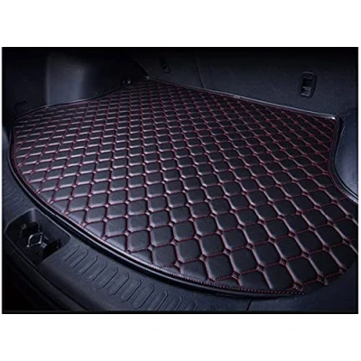 Image of Car Leather Boot Liner Mat for Fo rd kuga 2019 2023, Tailored Waterproof Antislip Rear Trunk Protector Anti Scratch Cargo Tray Liners Interior Accessories,C/Black red