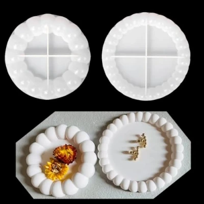 Image of DIYBravo 2PCS Bubble Coaster Epoxy Resin Moulds, 3D Silicone Round Plate Tray Moulds Jesmonite Casting for Decoration Gift Making (Bubble Coaster)