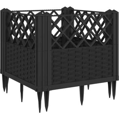 Image of vidaXL Garden Planter with Pegs Black 43.5x43.5x43.5 cm PP