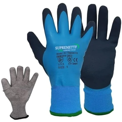 Image of SUPREMETTF SUPREMELY TOUGH 100% Waterproof Gloves for Men and Women, Winter Work Cold Weather, Touchsreen, Thermal Freezer Work, Fishing Gardening, With Grip, Blue (XL)
