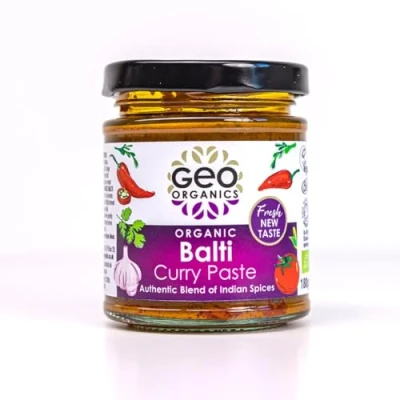 Image of Geo Organics Balti Curry Paste 180g (Pack of 1) Serves 4 Organic Certified &amp; Vegan Friendly Authentic Restaurant Recipe Base Indian Food