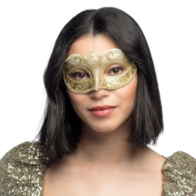 Image of Boland 00338 Venice Felina Eye Mask, Gold, Elegant, Ornaments, Masquerade Ball, Venice, Carnival, Halloween, Fancy Dress, Theme Party, Theatre, Accessory