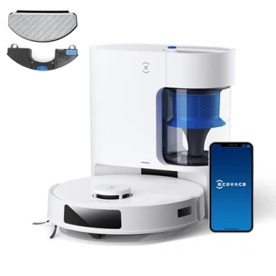 Image of ECOVACS DEEBOT N20 PLUS Robot Vacuum Cleaner with Mop, 8000Pa Suction, ZeroTangle Technology, Bagless PureCyclone Self Empty Station, 300 Minutes Runtime
