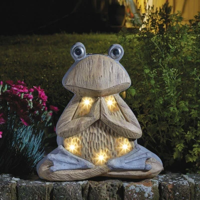 Image of Smart Garden Solar Woodstone Inlit Frog Light Figure Ornament 1020914 ONE,Multicolor