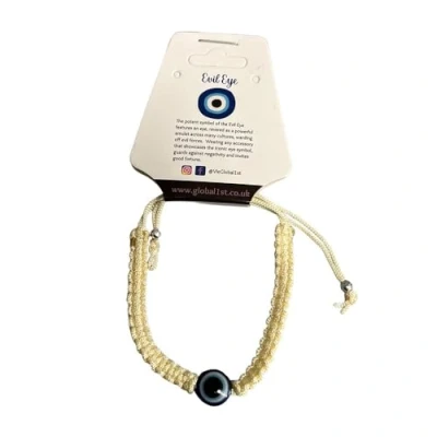 Image of VIE Evil Eye Ethnic Style Cotton Thread Bracelet (Cream)