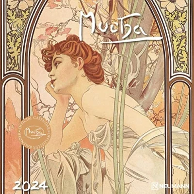 Image of Mucha 2024 Wall Calendar Brochure 30 x 60 Open Art