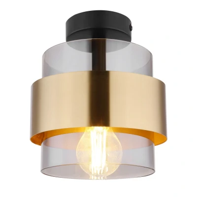 Image of Milley Cylindrical Ceiling Light Matt Black Glass Shade 1x E27