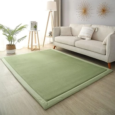 Image of Dmkjdzsw Crawling Mat for Baby Non slip，Nursery Rug，Coral Velvet Area Rugs，2cm Thick Kids Carpet Moss Green 200 * 240cm