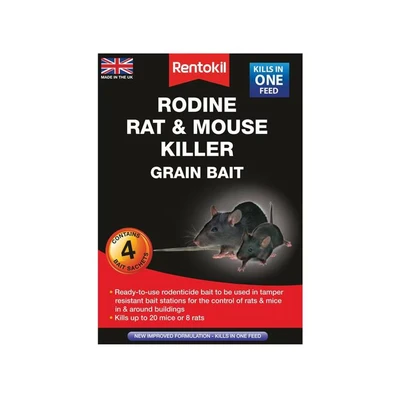 Image of Rentokil Rodine Rat &amp; Mouse Killer Grain Bait 4 Sachet