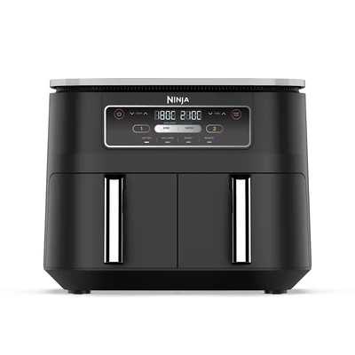 Image of Ninja Foodi Dual Zone Digital Air Fryer, 2 Drawers, 7.6L, 4 in 1, Uses No Oil, Fry, Max Crisp, Roast, Reheat, Non Stick, Dishwasher Safe Baskets and Crisper Plates, Black AF200UK