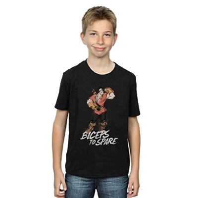 Image of Disney Boys Beauty and The Beast Gaston Biceps to Spare T Shirt Black 5 6 Years