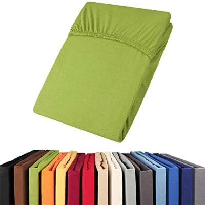 Image of aqua textil Viana Fitted Sheet 140 x 200 160 cm Green Cotton Jersey