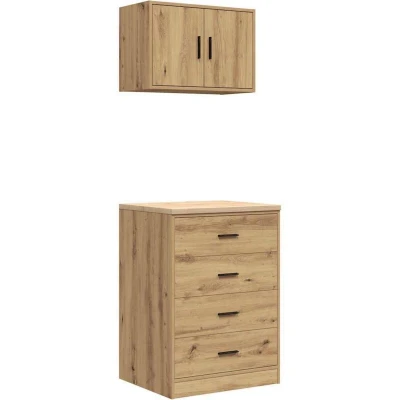 Image of Garage Cabinets 2 pcs Artisan Oak Engineered Wood Vidaxl