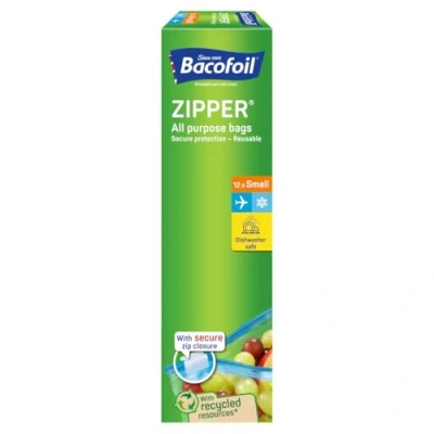 Image of Bacofoil Zipper All Purpose Bags 12 x Small 20 15cm