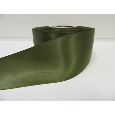 Image of 2 metres of 50mm Satin Ribbon Olive Dark Green Double Sided 50 mm 5cm 2&quot; Inch