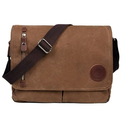 Image of LOSMILE Mens Canvas Messenger Shoulder Bag. (Brown)