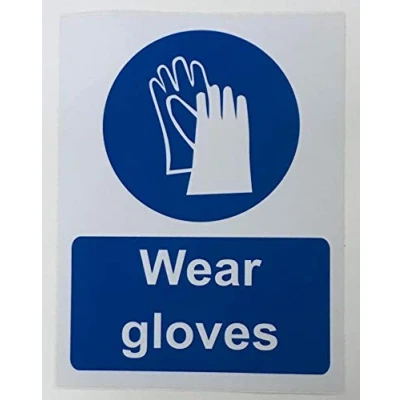 Image of Mandatory signs Wear gloves Safety sign 1.2mm Rigid plastic 300mm x 200mm