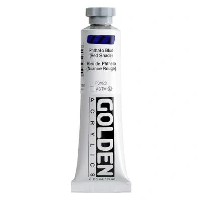 Image of Pro Art Golden Heavy Body Acrylic Paint 2 oz Phthalo Blue Red Shade