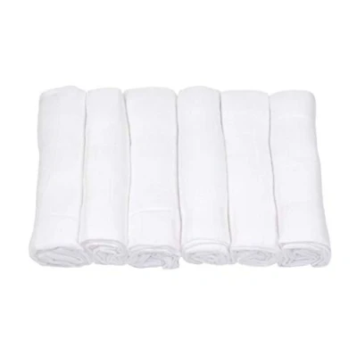 Image of MuslinZ 6pk Baby Muslin Squares, Burp Cloths, Luxury Bamboo/Organic Cotton Mix White