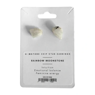 Image of VIE Gemstone Chip Stud Earrings, 1x1cm, Rainbow Moonstone