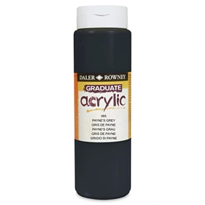 Image of Daler Rowney Graduate Acrylic Paint, Plastic Bottle, 16.91oz 500 ml, Payne&#039;s Grey