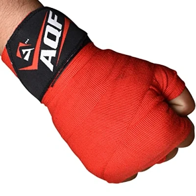 Image of AQF Boxing Hand Wraps Bandages Inner Gloves Muay Thai MMA UFC (Red)