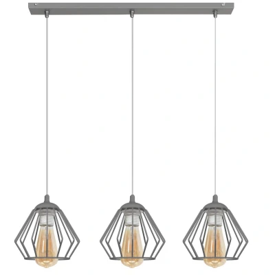 Image of Agat Straight Bar Pendant Ceiling Light Grey 65cm