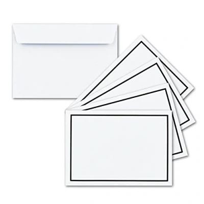 Image of NEUSER PAPIER Mourning Envelope, C6, 50 count, Self Adhesive, White, Black Frame
