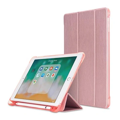 Image of MadeRy Case for iPad Mini 5 (2019) / 4 3 2 7.9 inch, Ultra Slim Soft TPU Back Cover with Pencil Holder and Trifold Stand, Auto Sleep/Wake, RoseGold