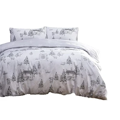 Image of furn. Delicate Snowy Forest Midwinter Toile Duvet Cover Set White Cotton Size Single