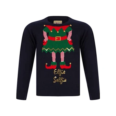 Image of Tokyo Laundry Girl&#039;s Elfie Selfie Motif Novelty Sequinned Christmas Jumper