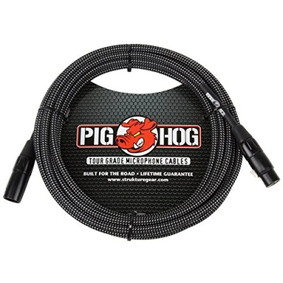 Image of Pig Hog PHM10BKW Black/White Woven High Performance XLR Microphone Cable, 10 Feet