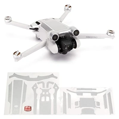 Image of WRAPGRADE Skin Stickers compatible with DJI Mini 3 Pro Accent Color (AIRFORCE SILVER)