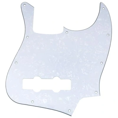 Image of Musiclily 10 Hole J Bass Pickguard for Fender American/Mexican Made Standard Jazz Bass, 4Ply White Pearl