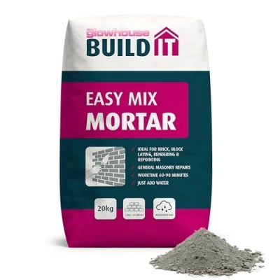 Image of The Glowhouse Easy Mix Mortar Just Add Water Ready Mixed For Brick, Block, Rendering &amp; Repointing Masonary Repairs Waterproof Bag 20kg
