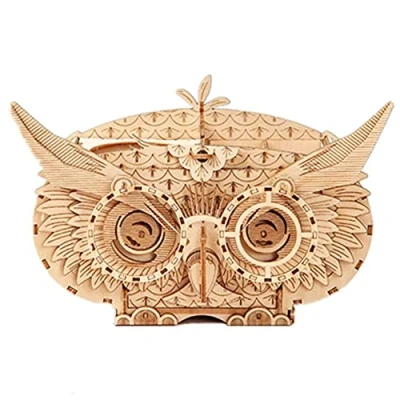 Image of 3D Wooden Puzzle Jewellery Box DIY Retro Owl Storage Souvenir Desktop Educational Toy Mechanical Model Kits Children Adults