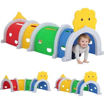 Image of AIYAPLAY Kids Tunnel, Play Tunnel for 3 6 Years Crawl and Climb, Lion Design Toddler Baby Playground Indoor Outdoor, Multicoloured