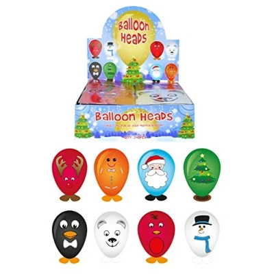 Image of 3 x HENBRANDT 4 Assorted Christmas Balloon Heads Each pack containsStickers, Feet &amp; Balloons