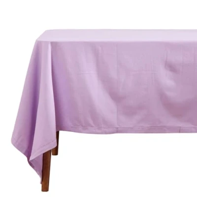 Image of HOMESCAPES Mauve Cotton Tablecloth 4 to 6 Seater Rectangular 137 x 178 cm (54 70 Inches) Washable Hand Woven 100% Plain with Decorative Ladder Stitch Edge