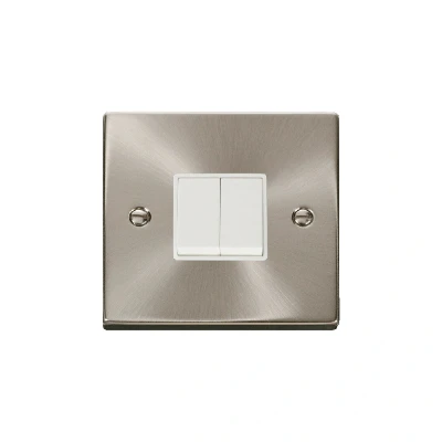 Image of Click Deco 2 Gang Way 10AX Switch Satin Chrome White Inserts