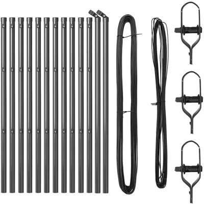 Image of vidaXL Fence Posts 13 pcs Grey Ø32 mm 100 cm Galvanised Steel