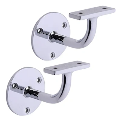 Image of HANDLEZONE® 2 Pack Heavy Duty Handrail Bracket for Stair Bannister, Wood and Steel Polished Chrome