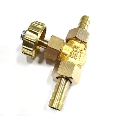 Image of 1/4&quot; Brass Needle Valve Propane Butane Gas Adjuster Barbed Spigots 1 Mpa Parallel Control Replacement for Water Oil Two Way Flowing (Parallel Adjust Valve,DN Ф8mm)