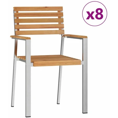Image of vidaXL Stacking Garden Chairs 8 pcs 54.5x56x89 cm Solid Wood Teak